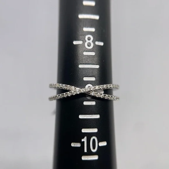 Unique 1 carat Moissanite Criss Cross Wedding Band Ring Size 9 - Picture 7 of 12